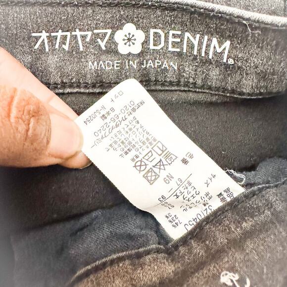 Okayama Denim Charcoal Wide Leg Black Wash Denim Jeans Size 24 - Picture 6 of 8